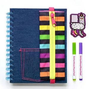 Denim Notebook Markers Stripes Pencil Case Llama Patch Little Miss Matches